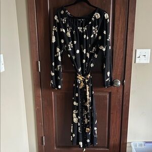 LuLaRoe Black and Gold Floral Long Sleeve Dress